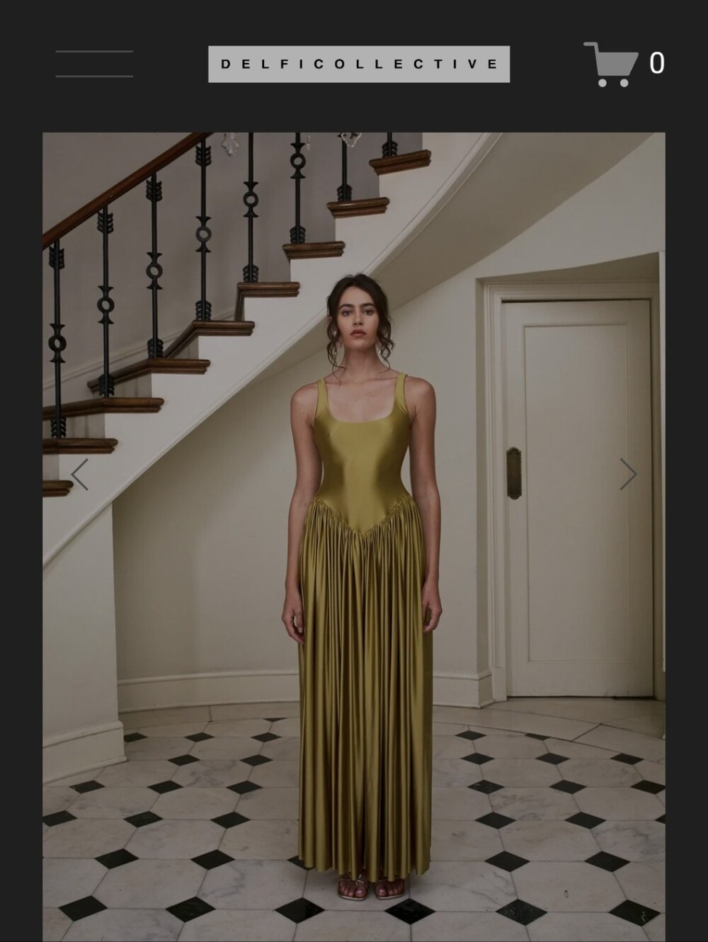 Delfi Collective Olive Green Pleated Maxi Dress